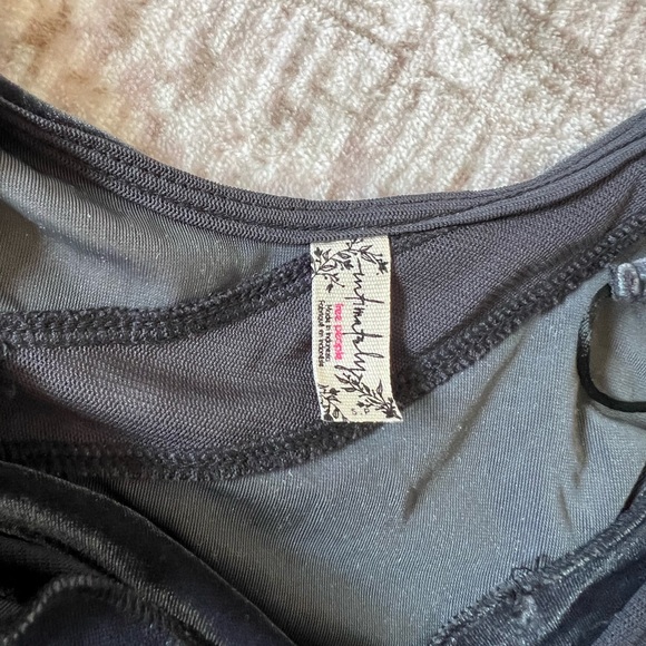 FREE PEOPLE Charcoal Gray Spliced Stretch Velvet Slip Maxi Dress - Picture 8 of 10